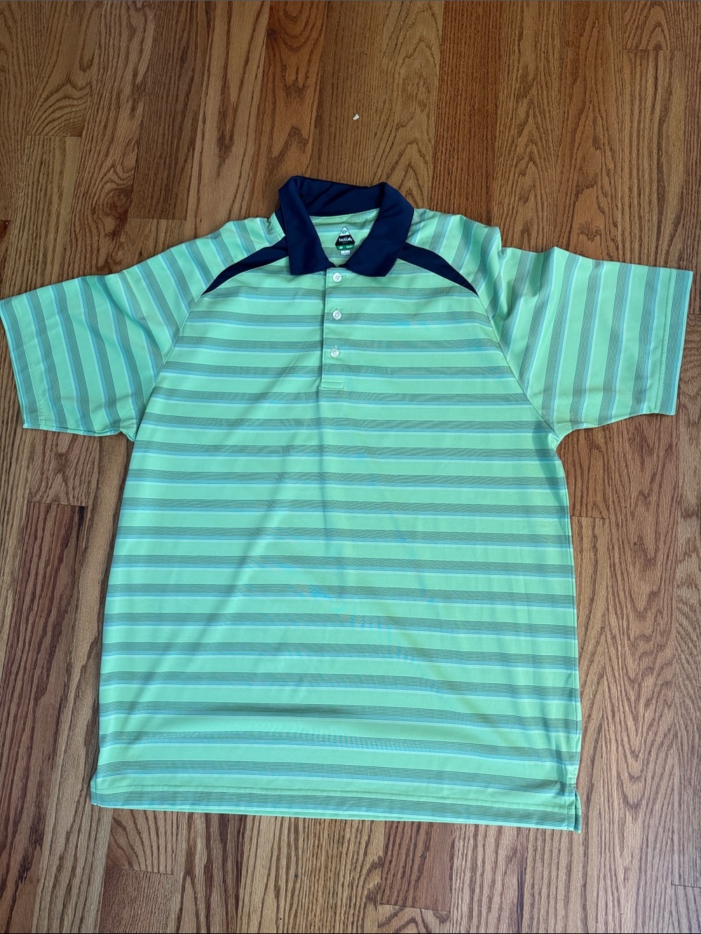 bolle Mint Green Striped Polo with Navy Accents